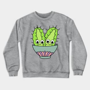 Cute Cactus Design #245: Prickly Pear Cacti In Dainty Bowl Crewneck Sweatshirt